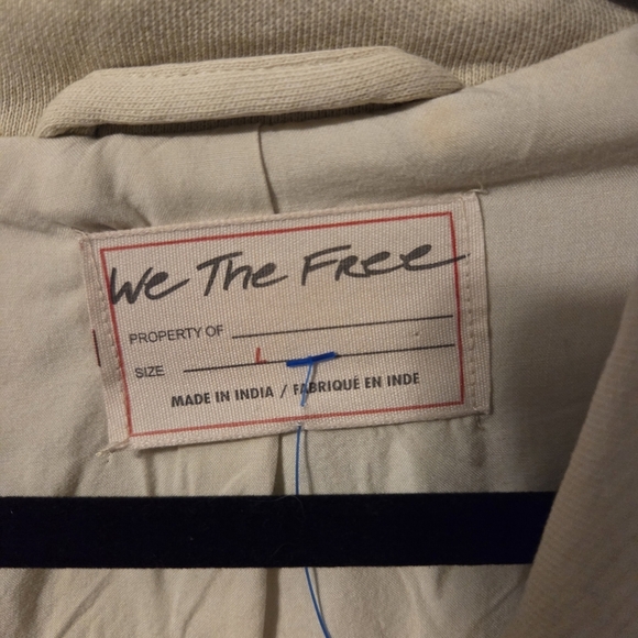 We the Free Women's Boho Grunge Oversized Casual Tan Rebel Knit Moto Jacket Sz L - Picture 7 of 8